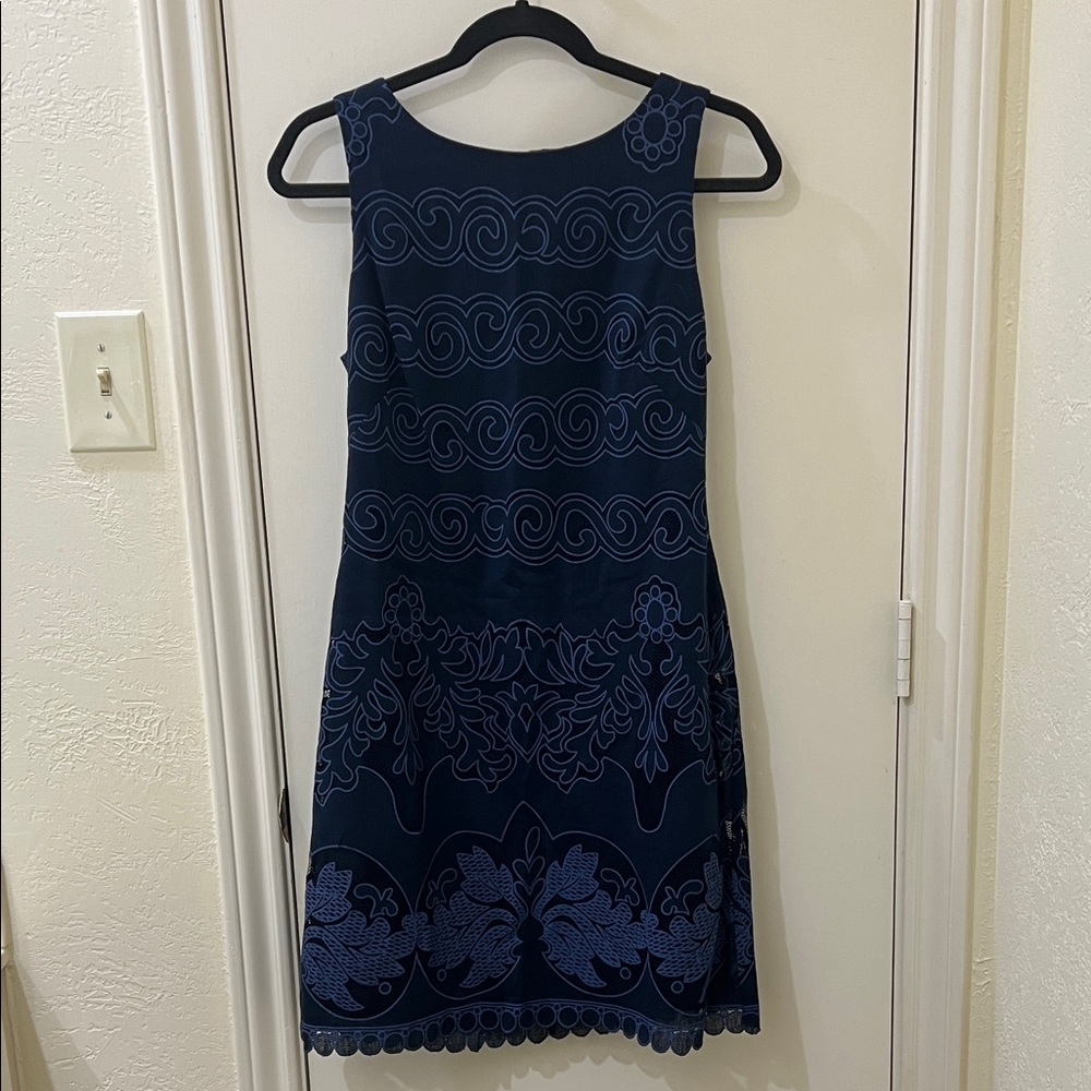 Eliza J Navy Blue Patterned Mini Dress